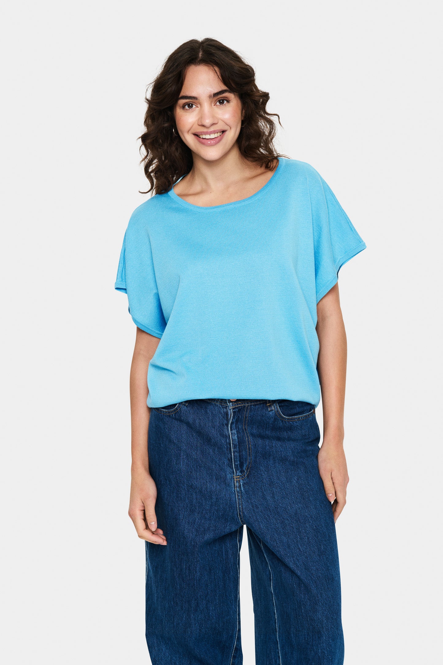 Saint Tropez Mila Round Neck Pullover | Ethereal Blue