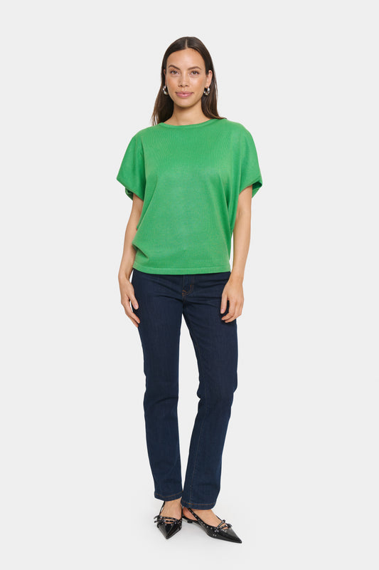 Saint Tropez Mila Round Neck Short Sleeve Pullover | Greenbriar