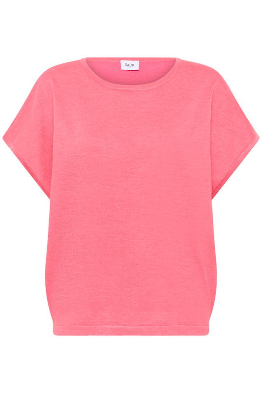 Saint Tropez MilaSZ Roll Neck Short Sleeve Pullover | Fruit Dove Melange