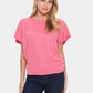 Saint Tropez Mila Roll Neck Short Sleeve Pullover | Fruit Dove Melange