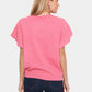 Saint Tropez Mila Roll Neck Short Sleeve Pullover | Fruit Dove Melange