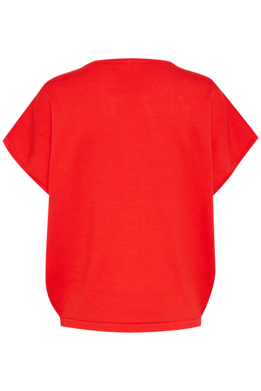 Saint Tropez Mila Round Neck Short Sleeved Pullover | Flame Scarlet