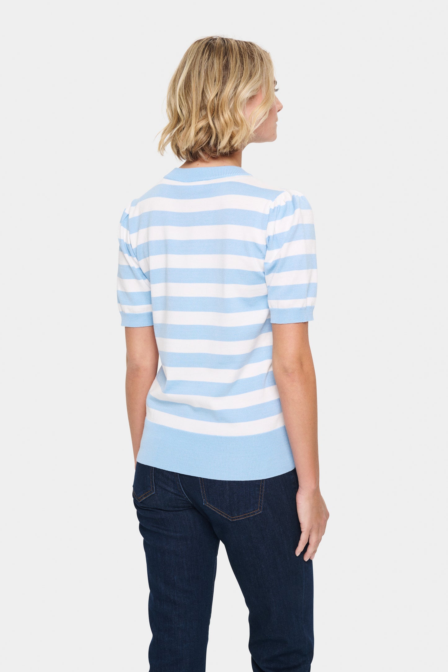 Saint Tropez Mila Block Stripe Pullover | Airy Blue Ice Block Stripe