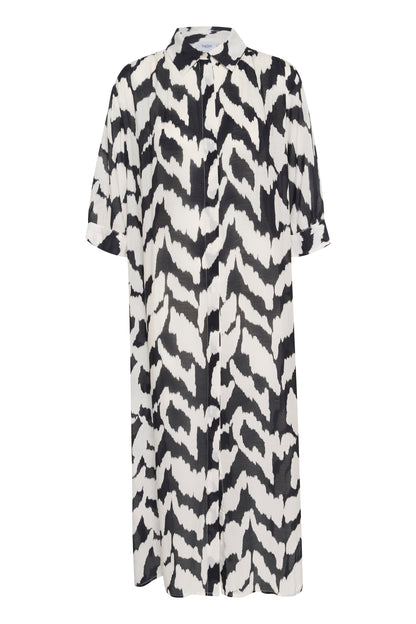 Saint Tropez KelsieSZ Shirt Dress | Black Monochrome Stokes