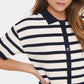 Saint Tropez Likam Striped Polo Cardigan | Winter White Nightsky Stripe