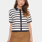 Saint Tropez Likam Striped Polo Cardigan | Winter White Nightsky Stripe