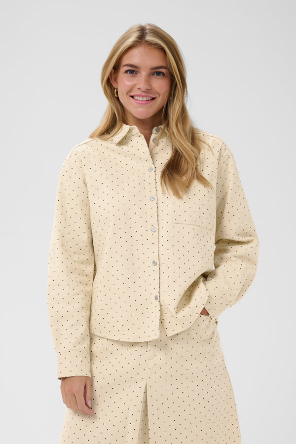 Saint Tropez Patricia Shirt | Turtledove Black Tiny Dots