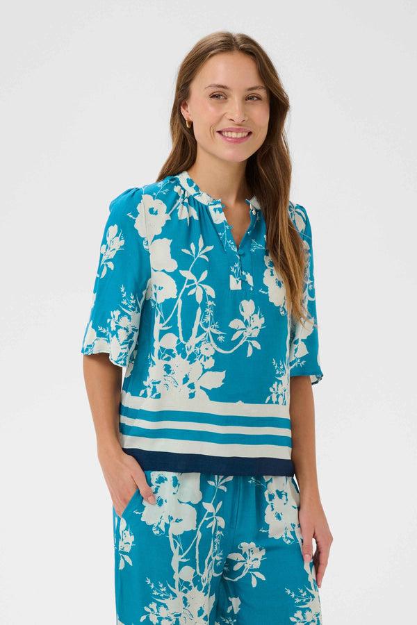 Rasheda Blouse |  Vallarta Blue Flower Bouquet