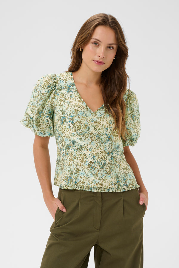 Saint Tropez Rainie Blouse | Vallarta Blue Brushed Blooms