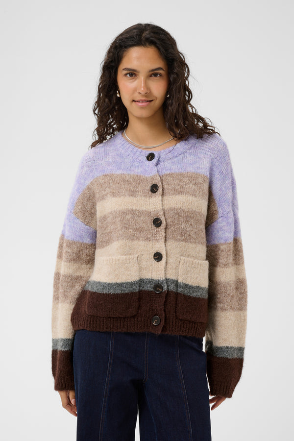 Saint Tropez Seraphina Cardigan | Chocolate Lilac Multi Stripe