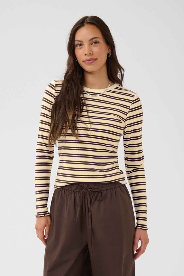 Olalia Top | Chocolate Brown Ice stripe