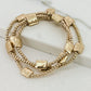 Envy Gold Triple Layer Stretch Bracelet with Square Beads