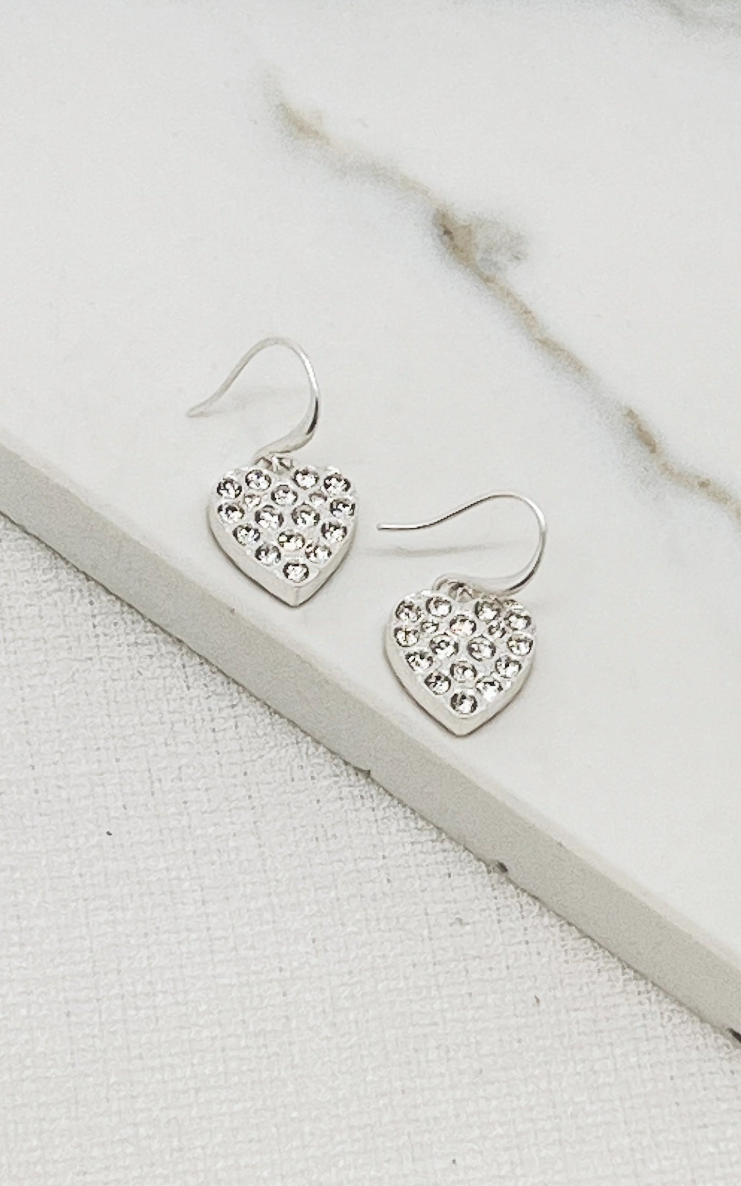 Envy Silver Diamante Heart Earrings
