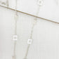 Envy Long Necklace with Silver Squares and White Faceted Glass Detail