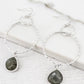 Envy Silver Hoop Earring with Grey Semi Precious Stone dropper