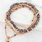 Envy Delicate Layered Gold & Grey Bead Bracelet with Heart Charm