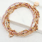 Envy Delicate Layered Gold and Pink Bead Bracelet with Heart Charm