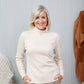 Beige Ribbed Polo Neck Top