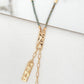 Envy Long Green Crystal Necklace with Gold Battered Pendants