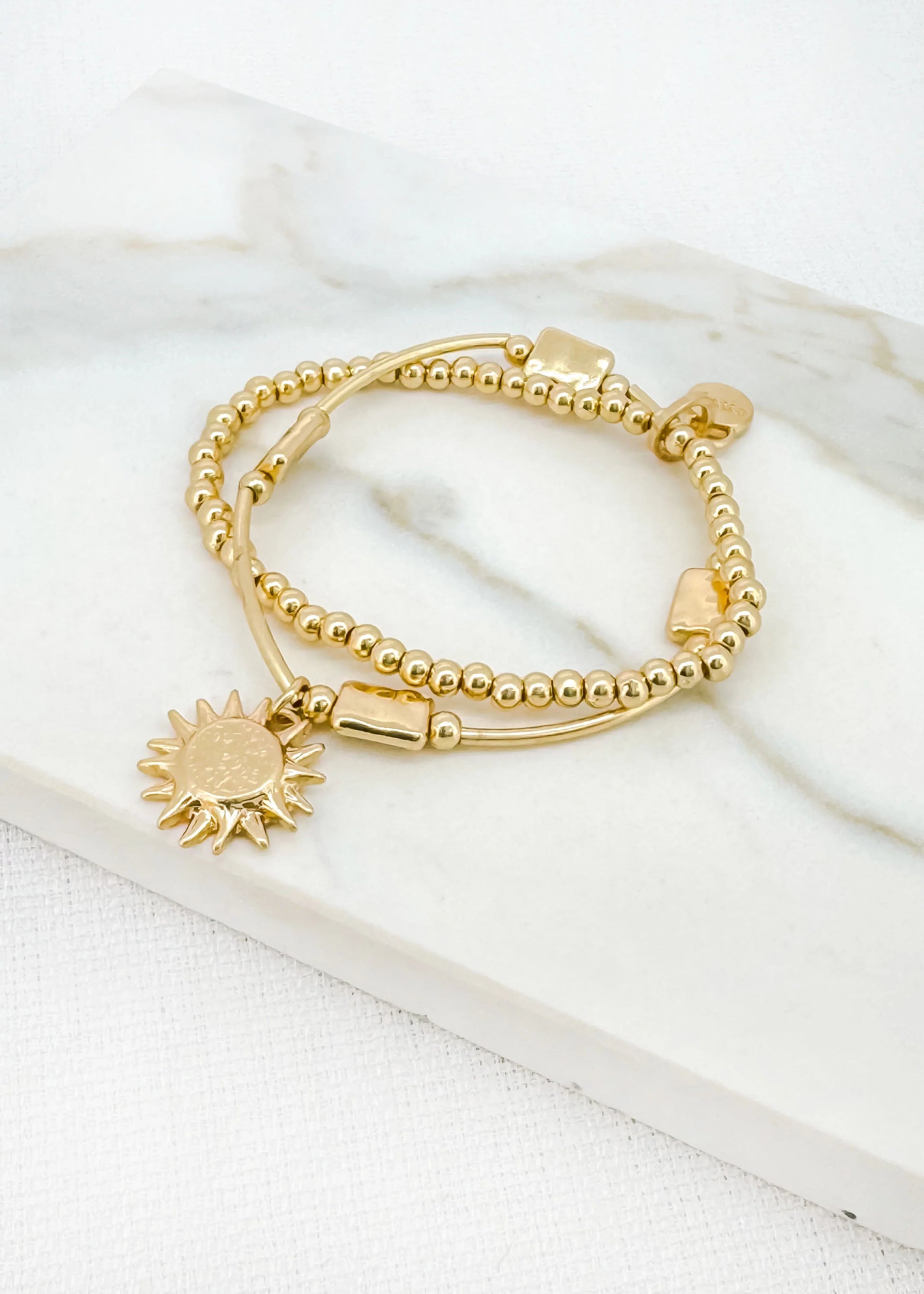 Envy Gold Double Layer Bracelet with Sunburst Charm