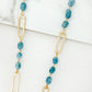 Envy Long Gold and Blue Semi Precious Bead Necklace
