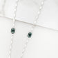 Envy Long Silver Necklace with Faceted Grey Glass Detail