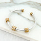 Envy Textured Silver Bangle with Gold Barrel Detail