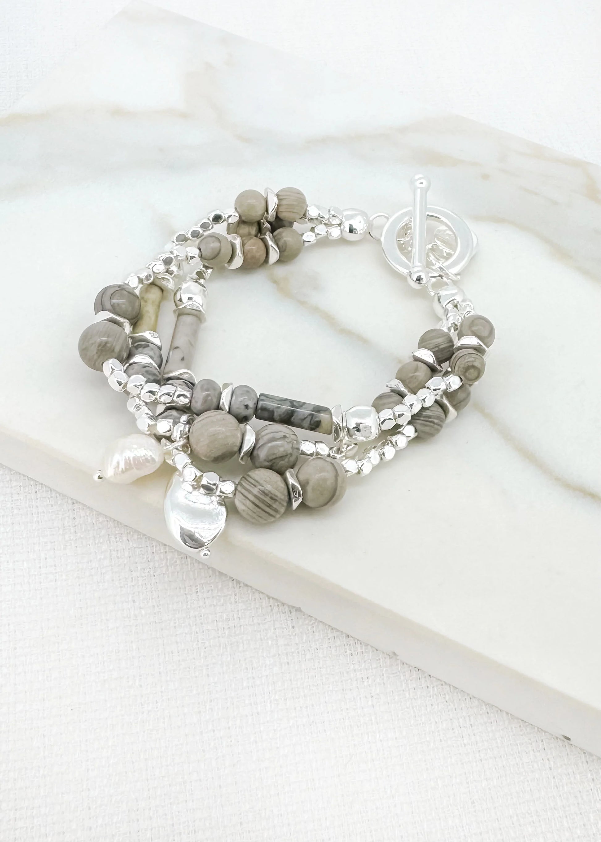 Envy Silver & Grey Multi Layer Bracelet