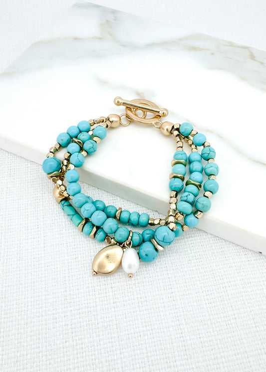 Envy Gold & Turquoise Multi Layer Bracelet