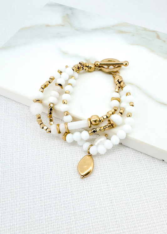 Envy Gold & White Multi Layer Bracelet