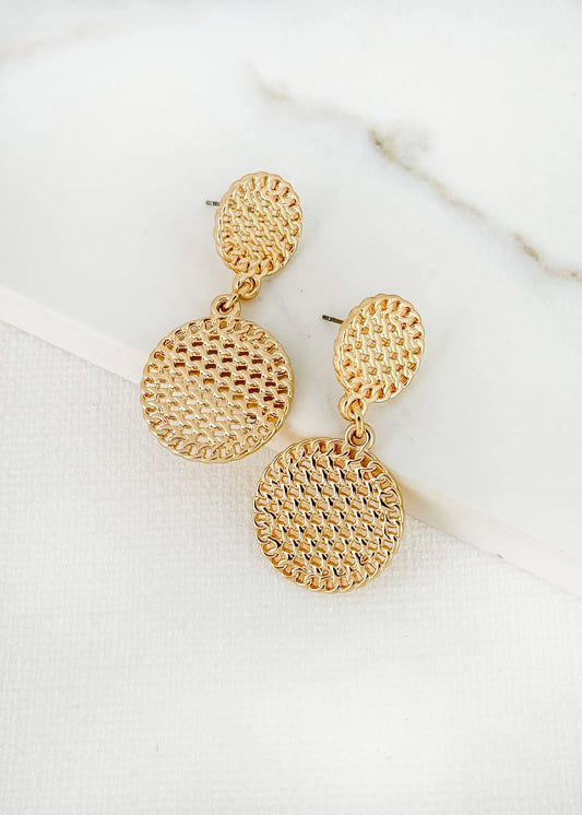 Envy Gold Textured Double Circle Earring