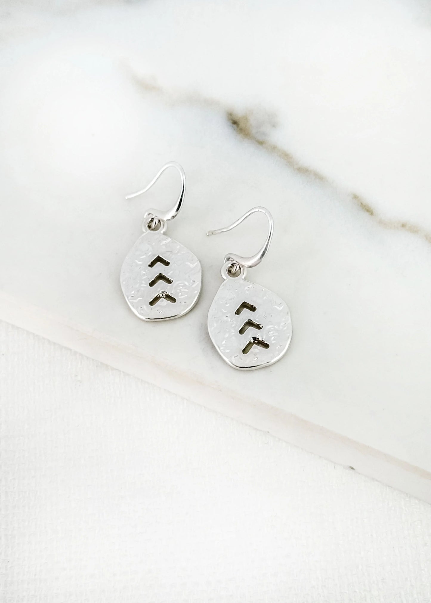 Envy Textured Silver Dropper Earring