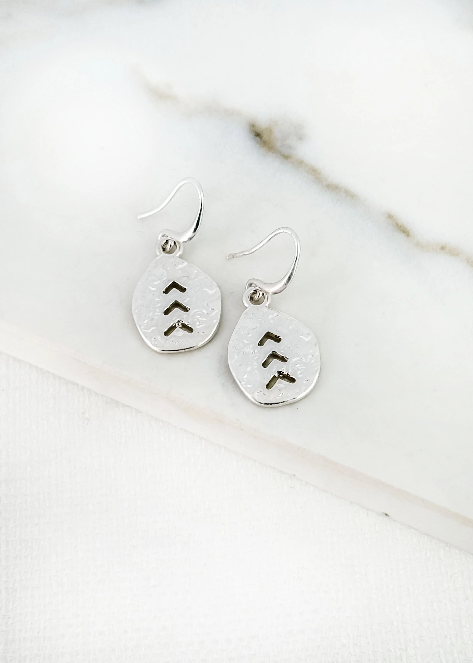 Envy Textured Silver Dropper Earring
