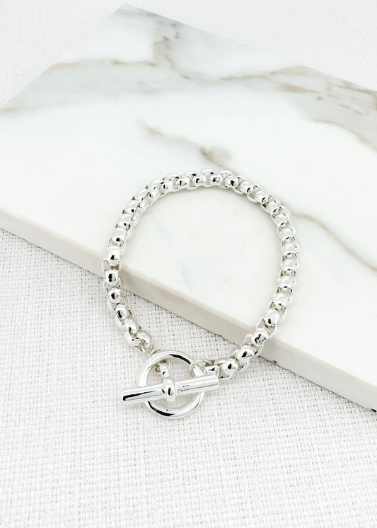 Envy Silver Box Chain T-Bar Bracelet
