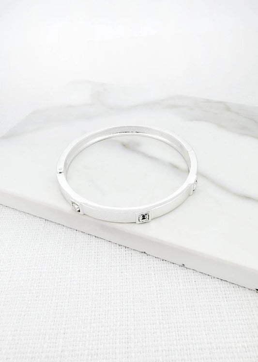 Envy Silver Hinged Bangle 