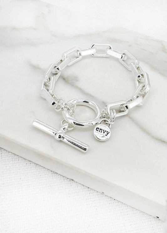Envy Chunky Link Silver T-Bar Bracelet