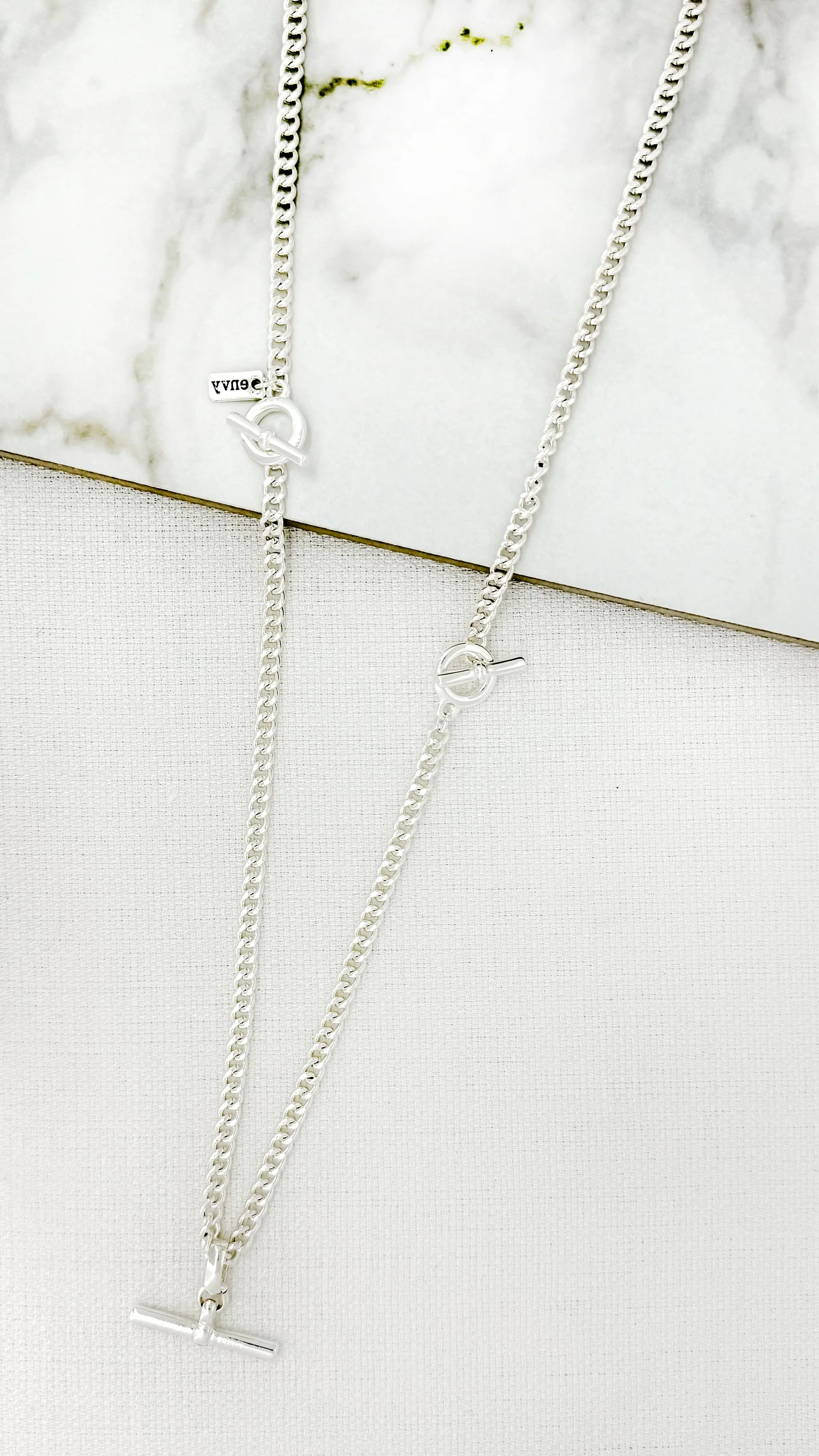 Envy Long Silver T-Bar Necklace