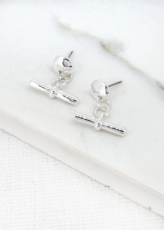 Envy Silver T-bar Dropper Earring