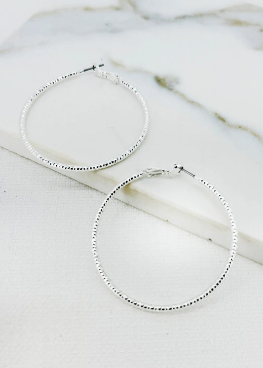 Envy Large Silver Textured Hoops