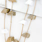 Envy Long beige double layer cord necklace with white and gold chunky beads