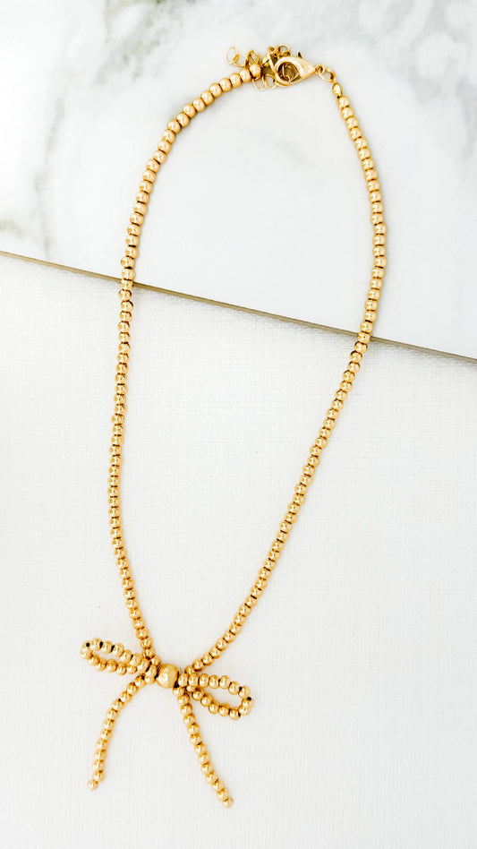 Envy Short Gold Bow Necklace