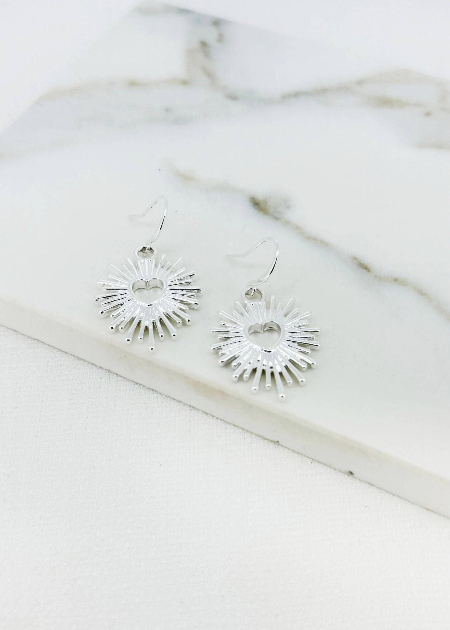 Envy Silver Heart Pendant Dropper Earrings