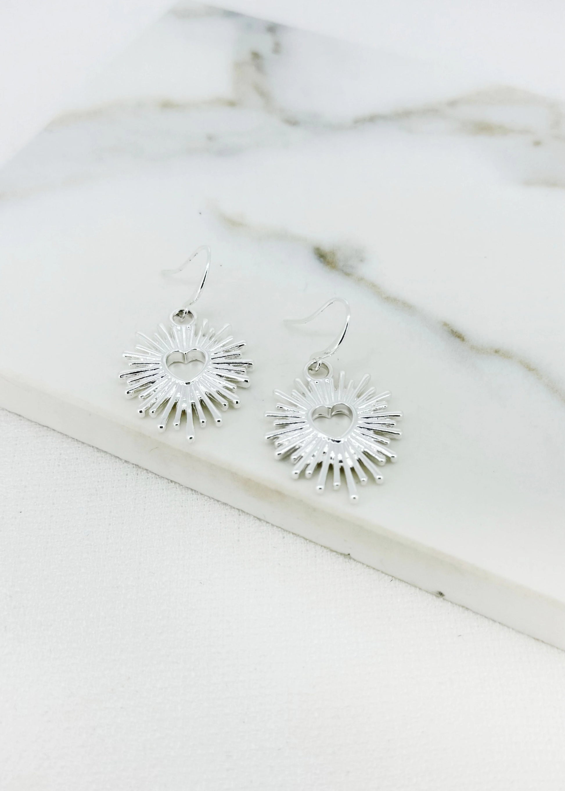 Envy Silver Heart Pendant Dropper Earrings