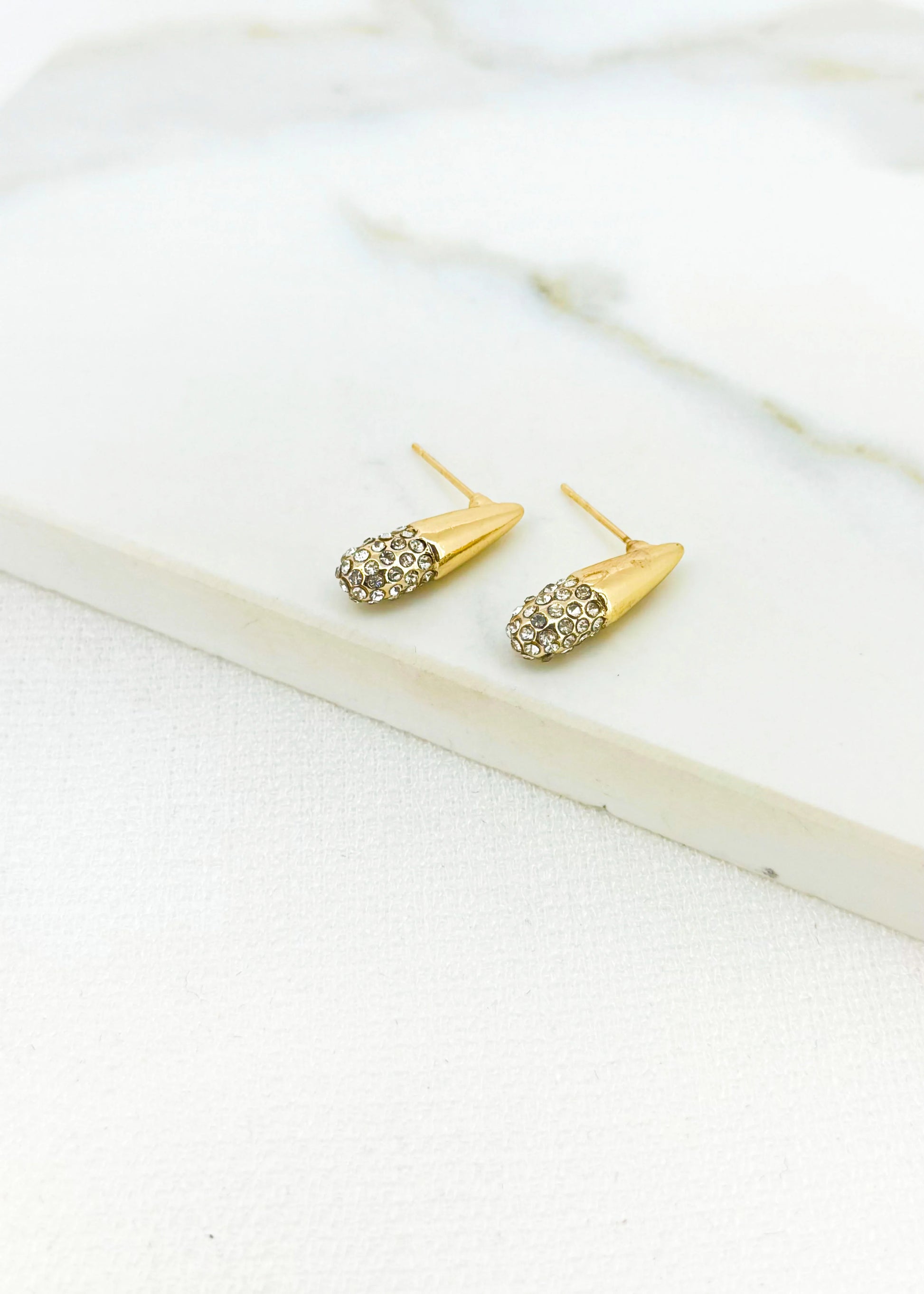 Envy Gold and Diamante Teardrop Earrings