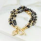 Envy Gold & Smoky Grey Faceted Bead Layer Bracelet with T-bar Clasp
