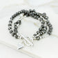 Envy Silver & Grey Faceted Bead Layer Bracelet with T-bar Clasp