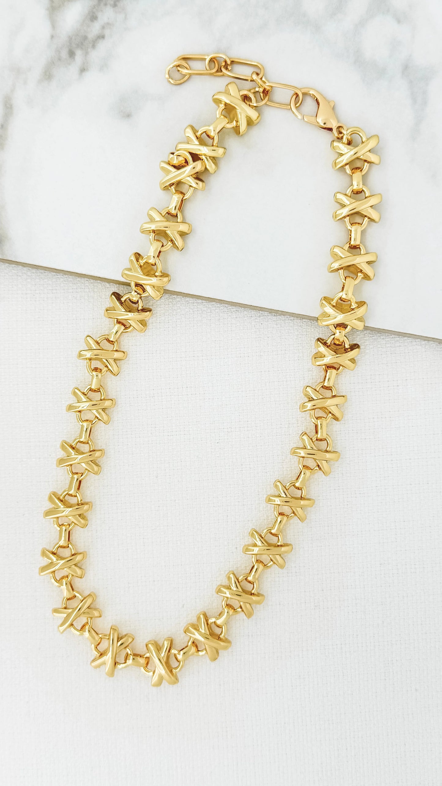 Envy Short Gold Cross Design Necklace