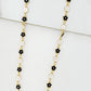 Envy Long Gold Necklace with Black & White Enamel Daisies