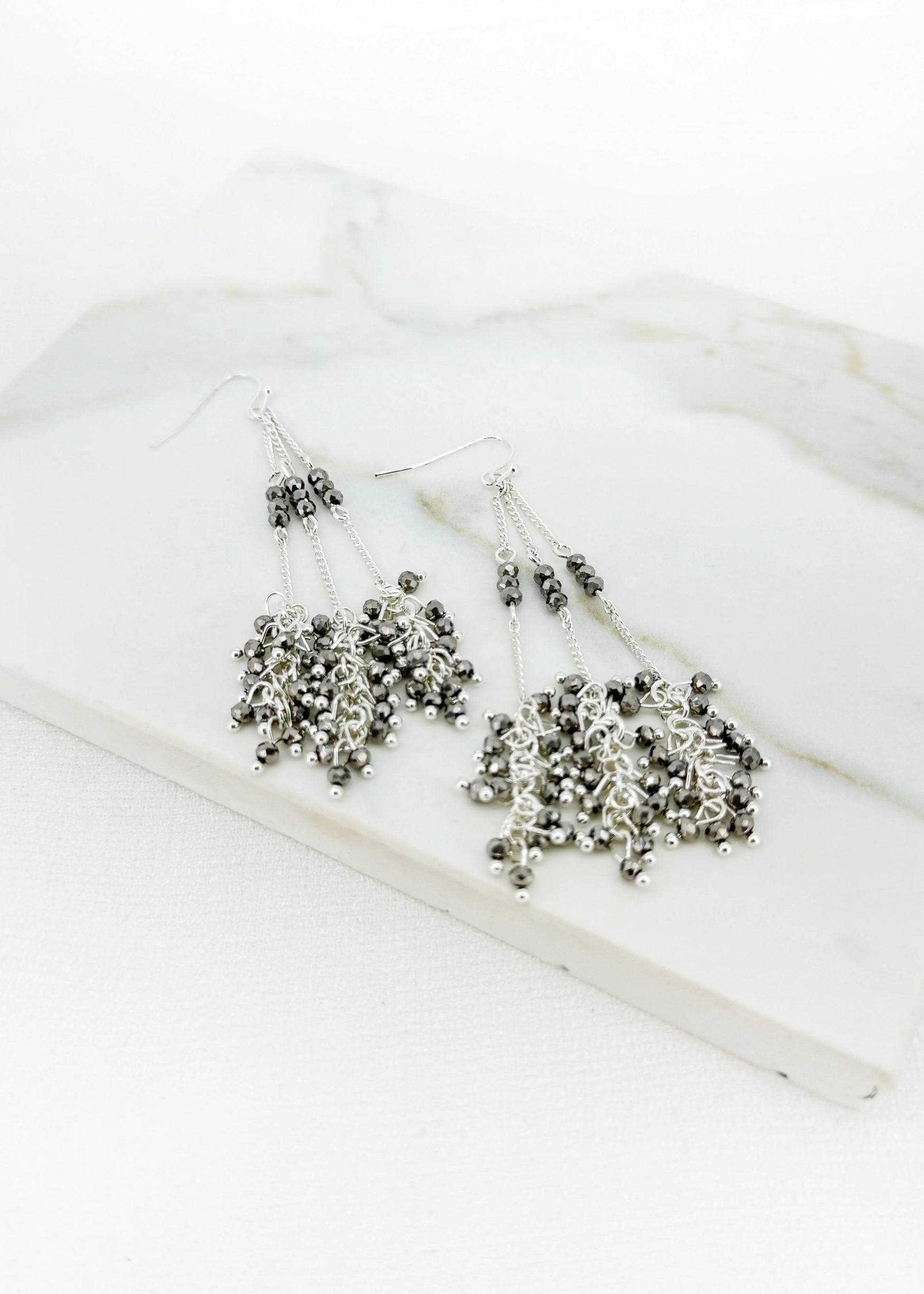 Envy Silver Crystal Dropper Earring 