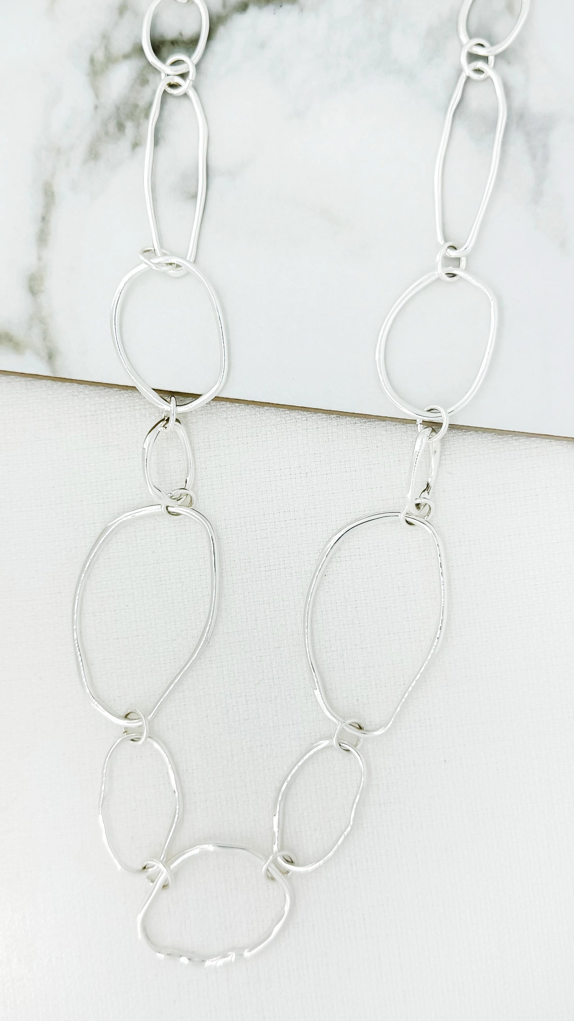 Envy Long Silver Loop Necklace